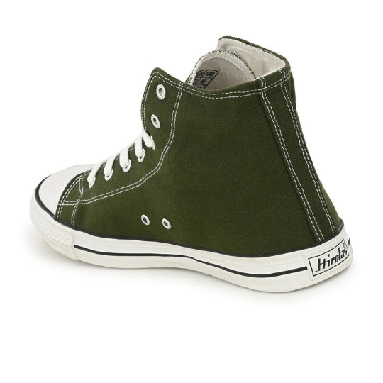 Hirolas Men's Olive Canvas Vulcansied Skateboard Lace Up Ankle Length Sneaker Shoes (HRL2077OLV)