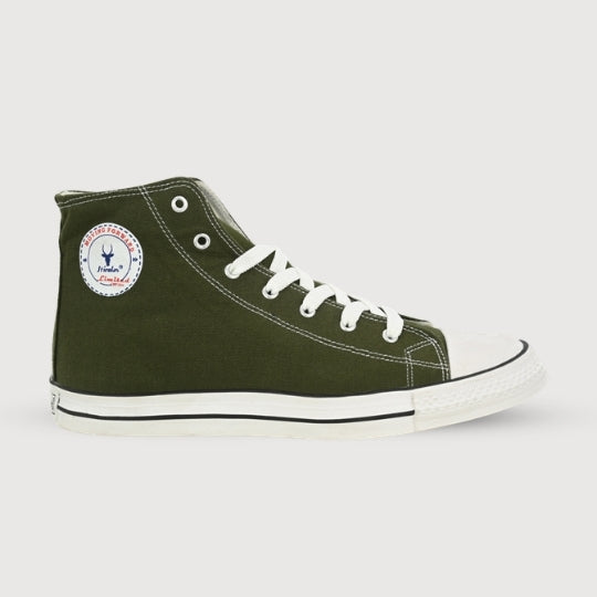 Hirolas Men's Olive Canvas Vulcansied Skateboard Lace Up Ankle Length Sneaker Shoes (HRL2077OLV)