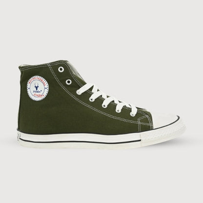 Hirolas Men's Olive Canvas Vulcansied Skateboard Lace Up Ankle Length Sneaker Shoes (HRL2077OLV)