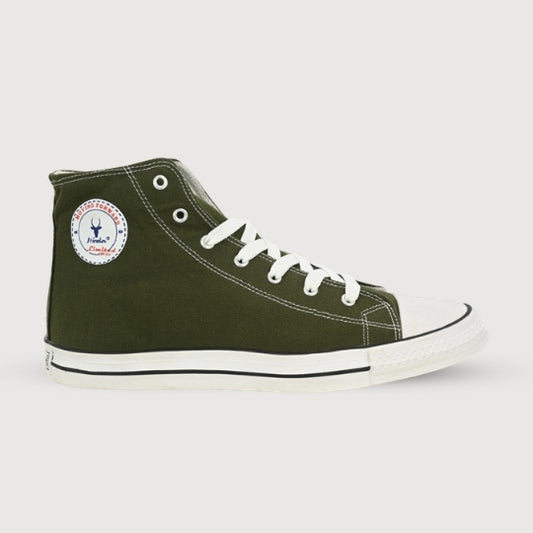 Hirolas Men's Olive Canvas Vulcansied Skateboard Lace Up Ankle Length Sneaker Shoes (HRL2077OLV)