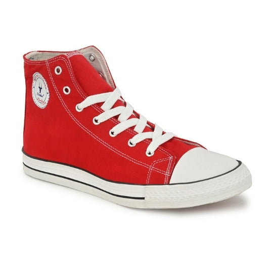 Hirolas Men's Red Canvas Vulcansied Skateboard Lace Up Ankle Length Sneaker Shoes (HRL2077RED)