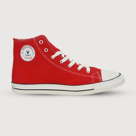 Hirolas Men's Red Canvas Vulcansied Skateboard Lace Up Ankle Length Sneaker Shoes (HRL2077RED)