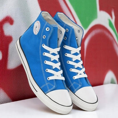 Hirolas Men's Sky Blue Canvas Vulcansied Skateboard Lace Up Ankle Length Sneaker Shoes (HRL2077SBU)