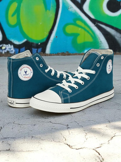 Hirolas Men's Sea Green Canvas Vulcansied Skateboard Lace Up Ankle Length Sneaker Shoes (HRL2077SGN)