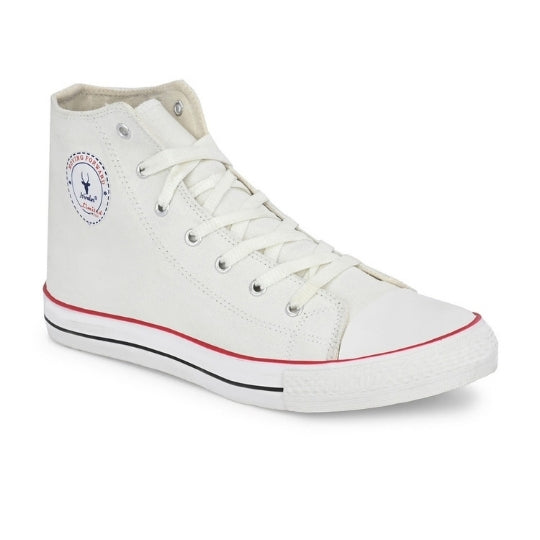 Hirolas Men's white Canvas Vulcansied Skateboard Lace Up Ankle Length Sneaker Shoes (HRL2077WHT)