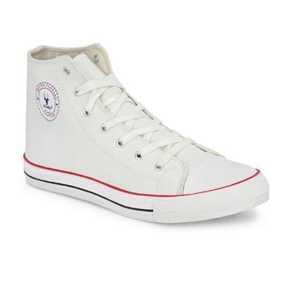 Hirolas Men's white Canvas Vulcansied Skateboard Lace Up Ankle Length Sneaker Shoes (HRL2077WHT)