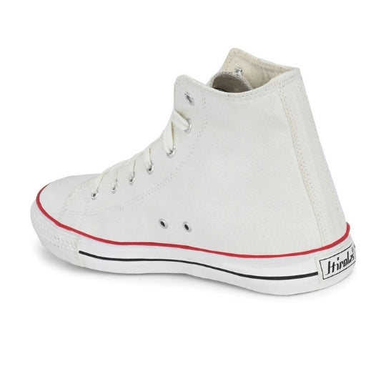 Hirolas Men's white Canvas Vulcansied Skateboard Lace Up Ankle Length Sneaker Shoes (HRL2077WHT)