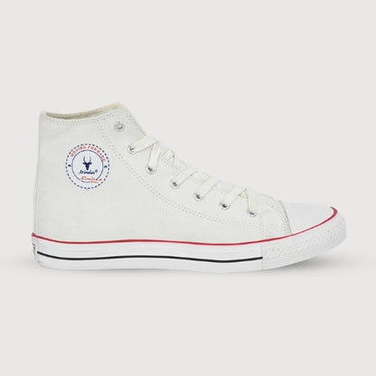 Hirolas Men's white Canvas Vulcansied Skateboard Lace Up Ankle Length Sneaker Shoes (HRL2077WHT)