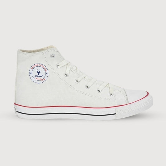 Hirolas Men's white Canvas Vulcansied Skateboard Lace Up Ankle Length Sneaker Shoes (HRL2077WHT)