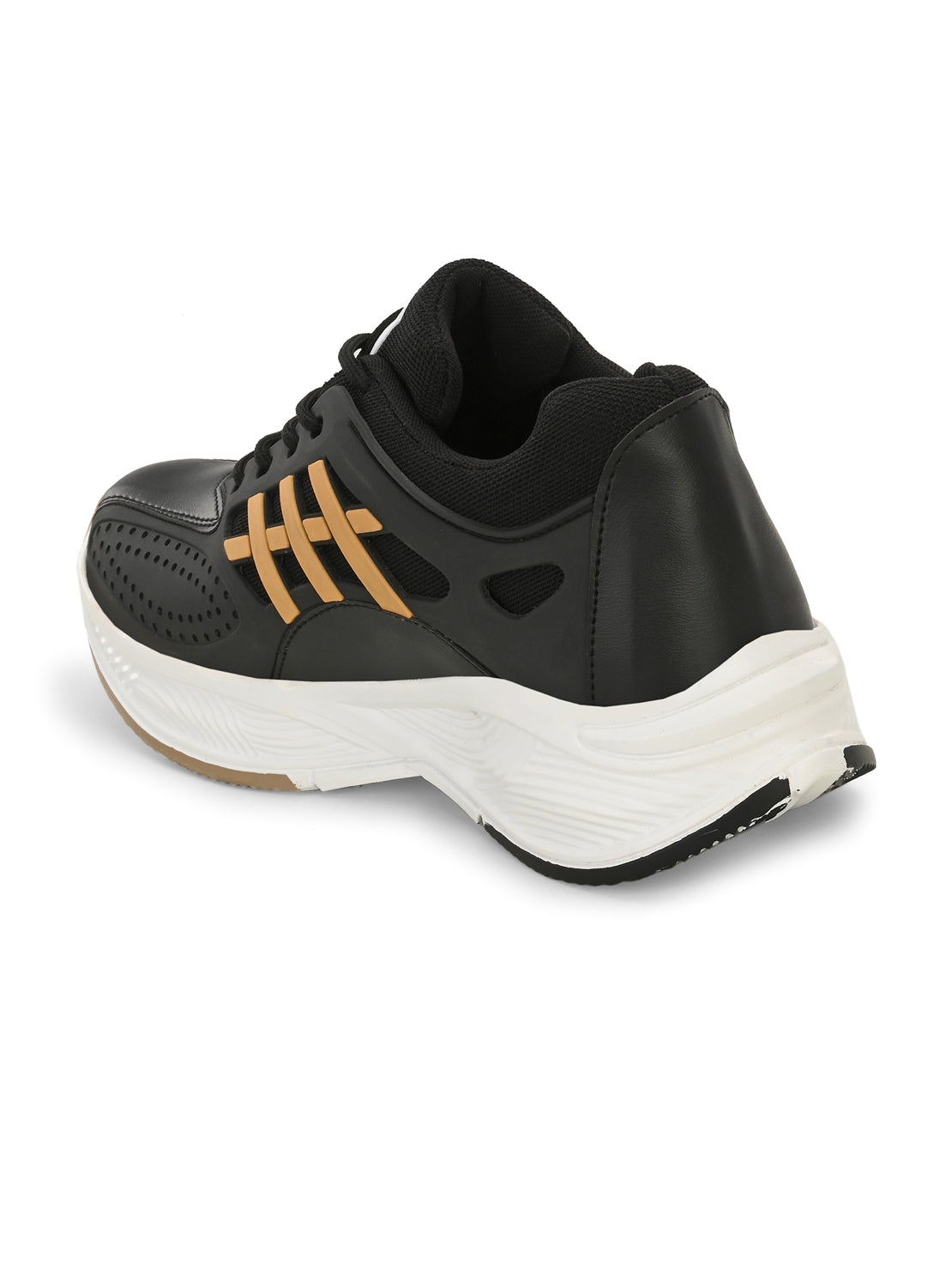 Hirolas® Men's Black/Beige Velocity Max Running Lace Up Sport Shoes (HRL2078BLB)