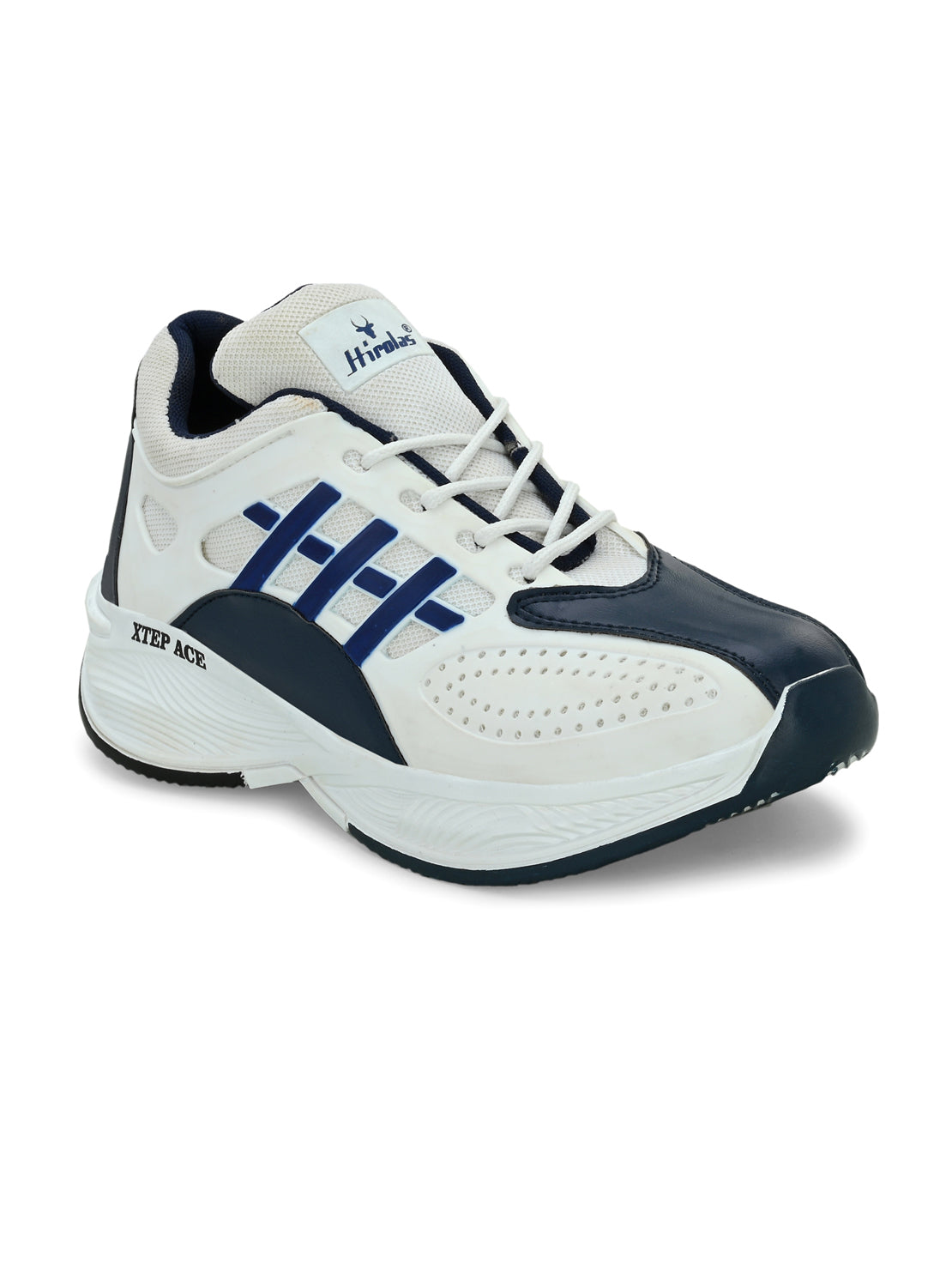 Hirolas® Men's White/Blue Velocity Max Running Lace Up Sport Shoes (HRL2078GRB)
