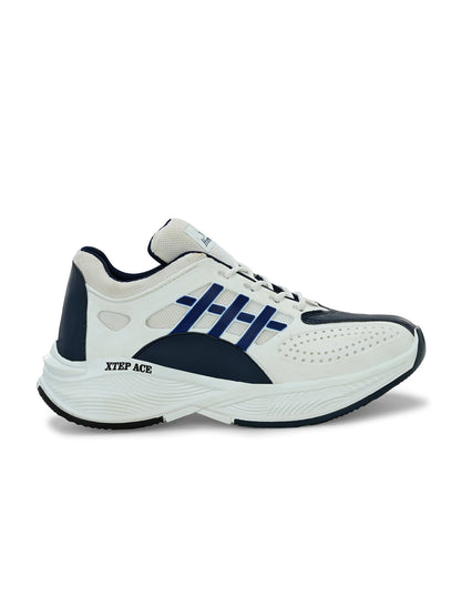 Hirolas® Men's White/Blue Velocity Max Running Lace Up Sport Shoes (HRL2078GRB)