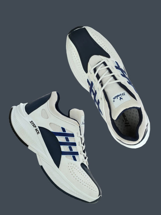 Hirolas® Men's White/Blue Velocity Max Running Lace Up Sport Shoes (HRL2078GRB)