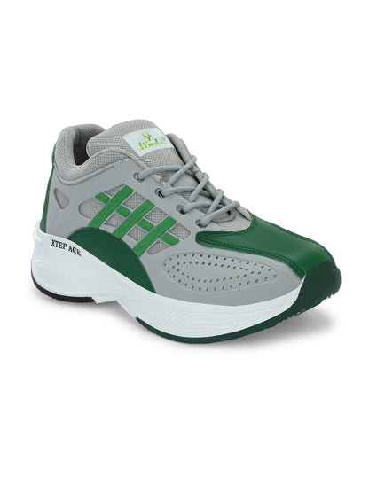Hirolas® Men's Grey/Green Velocity Max Running Lace Up Sport Shoes (HRL2078GRG)