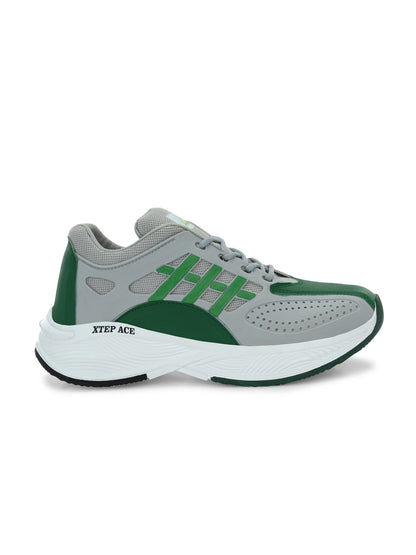 Hirolas® Men's Grey/Green Velocity Max Running Lace Up Sport Shoes (HRL2078GRG)