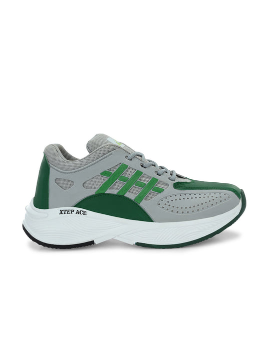 Hirolas Men's Grey/Green Velocity Max Running Lace Up Sport Shoes (HRL2078GRG)