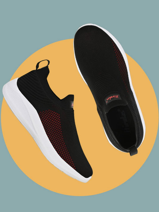 Hirolas® Men's  GlideFit Sports Running Shoes.- Black/Red HRL2080BLR