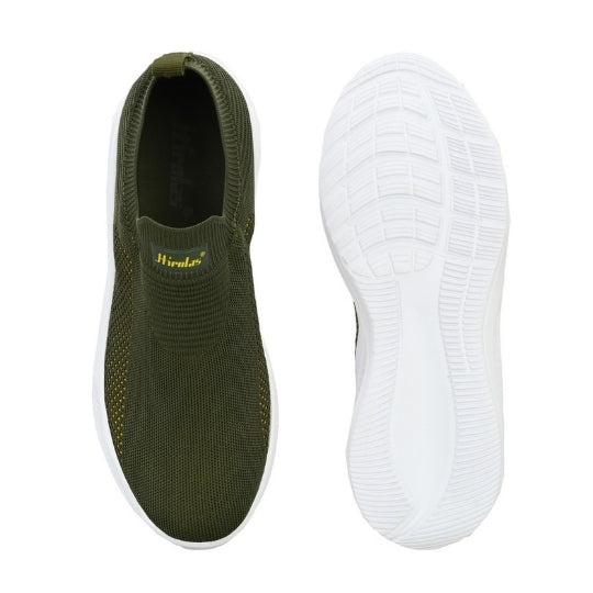 Hirolas Men's GlideFit Sports Running Shoes - Olive Green/Yellow HRL2080OLY