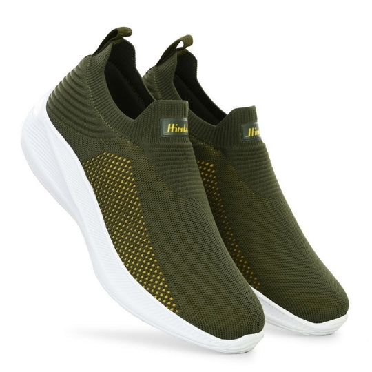 Hirolas Men's GlideFit Sports Running Shoes - Olive Green/Yellow HRL2080OLY