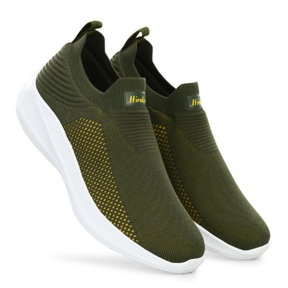 Hirolas Men's GlideFit Sports Running Shoes - Olive Green/Yellow HRL2080OLY