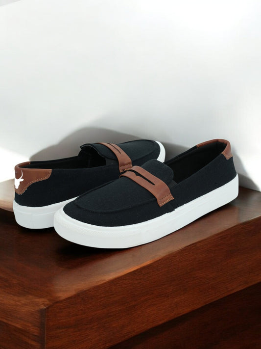 Hirolas® Men's Casual Canvas Loafers - Black -HRL2082BLK