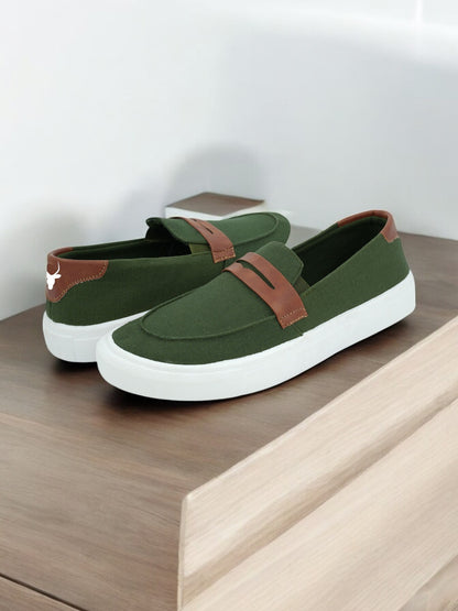 Hirolas® Men's Casual Canvas Loafers - Green -HRL2082GRN