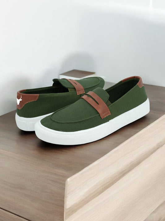 Hirolas® Men's Casual Canvas Loafers - Green -HRL2082GRN