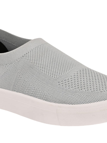 Hirolas® Men's Casual Knitted Slip-On Sneaker - Light Grey -HRL2083LGY