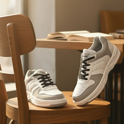 Hirolas Men's Grey & White Casual Sneaker Comfortable Daily Wear Shoes with Cushioned Insole & Durable Sole  HRL2084GRY