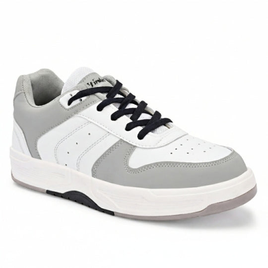 Hirolas Men's Grey & White Casual Sneaker Comfortable Daily Wear Shoes with Cushioned Insole & Durable Sole  HRL2084GRY