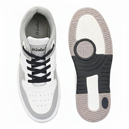 Hirolas Men's Grey & White Casual Sneaker Comfortable Daily Wear Shoes with Cushioned Insole & Durable Sole  HRL2084GRY