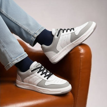 Hirolas Men's Grey & White Casual Sneaker Comfortable Daily Wear Shoes with Cushioned Insole & Durable Sole  HRL2084GRY