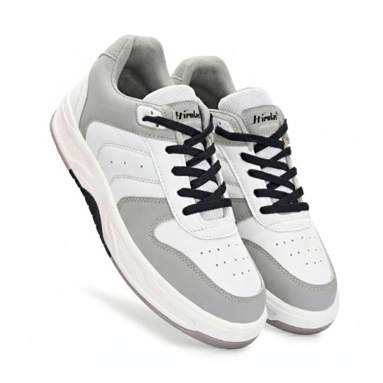 Hirolas Men's Grey & White Casual Sneaker Comfortable Daily Wear Shoes with Cushioned Insole & Durable Sole  HRL2084GRY