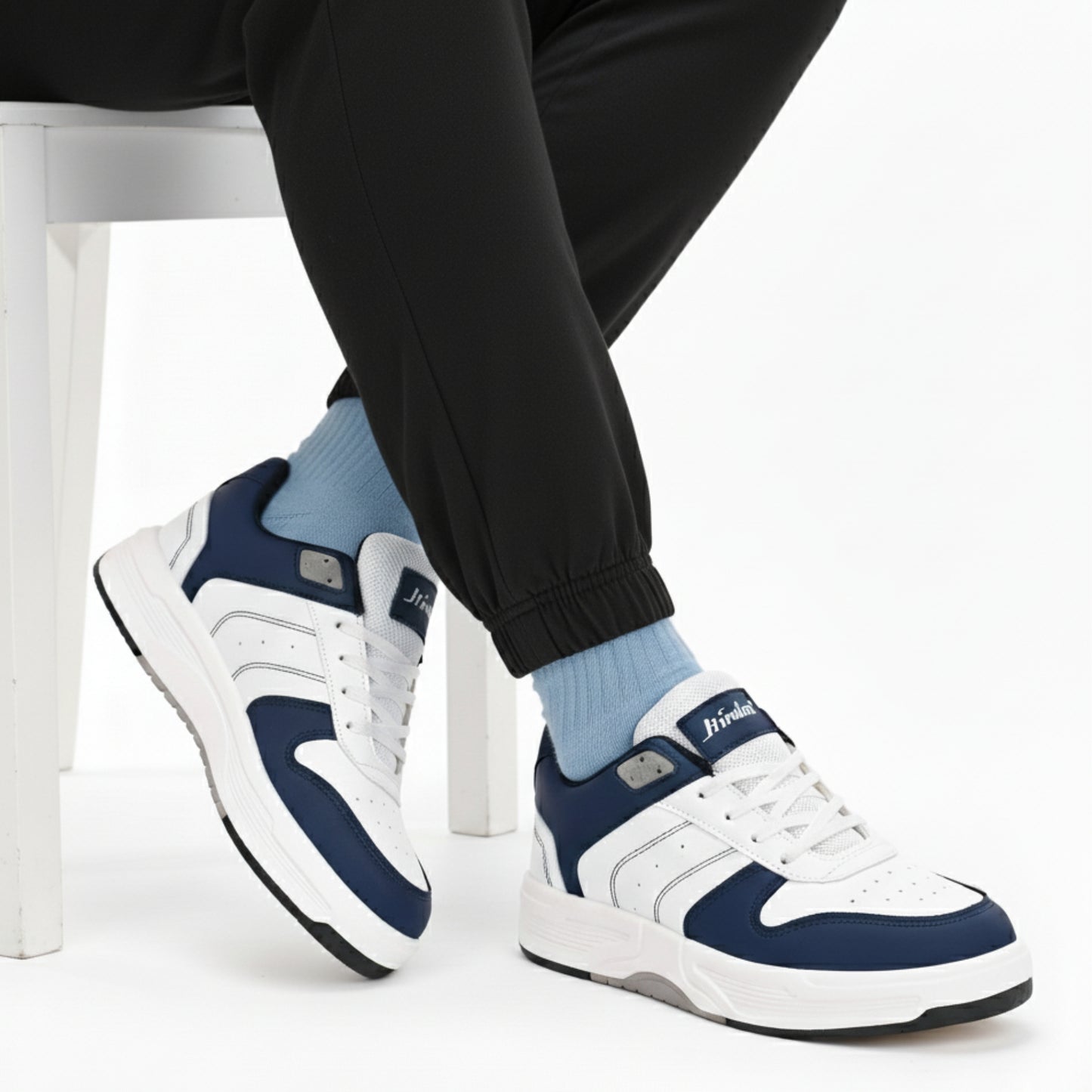 Hirolas Men's Blue & White Casual Sneaker Comfortable Daily Wear Shoes with Cushioned Insole & Durable Sole  HRL2084WHB