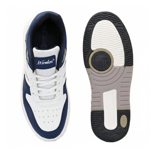 Hirolas Men's Blue & White Casual Sneaker Comfortable Daily Wear Shoes with Cushioned Insole & Durable Sole  HRL2084WHB