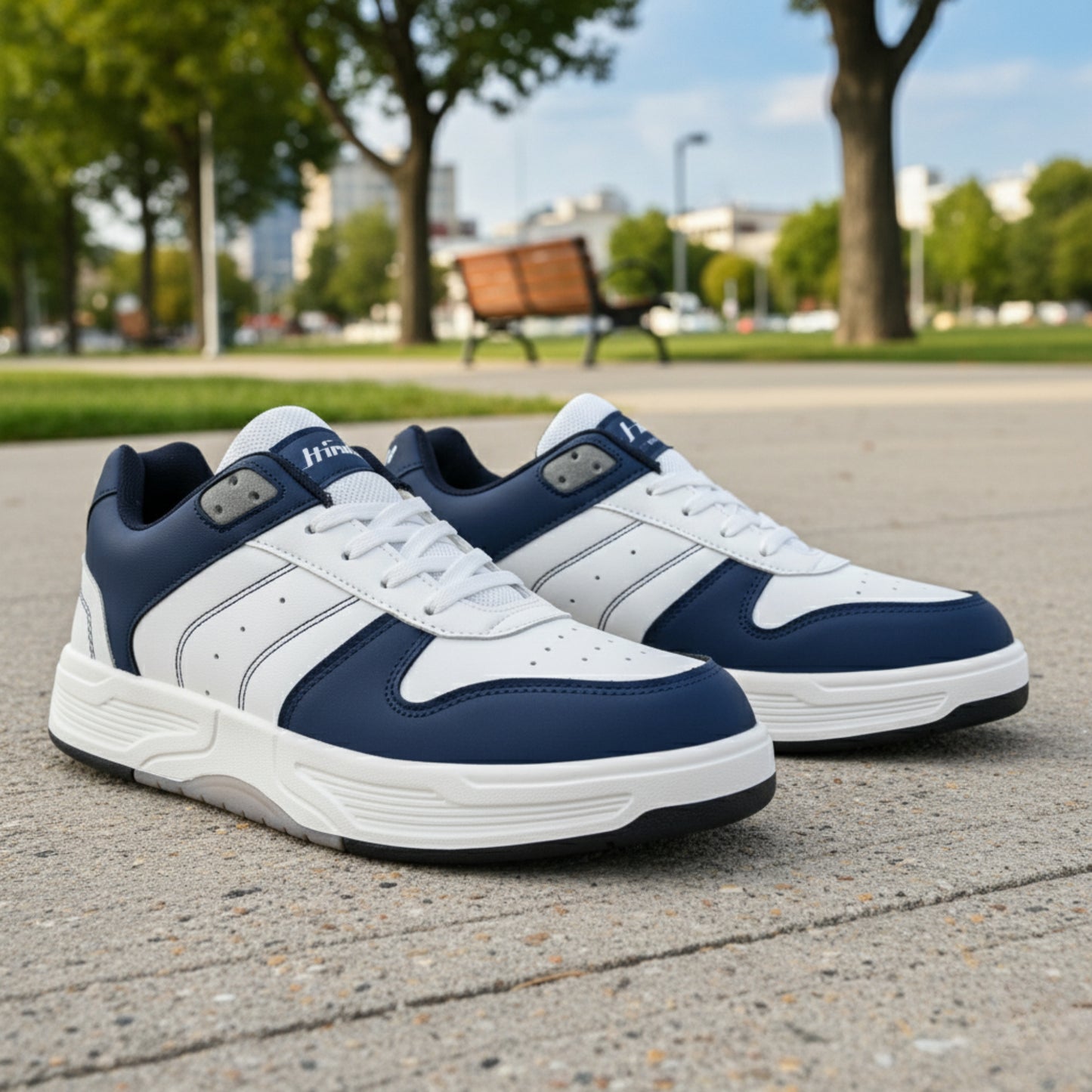 Hirolas Men's Blue & White Casual Sneaker Comfortable Daily Wear Shoes with Cushioned Insole & Durable Sole  HRL2084WHB