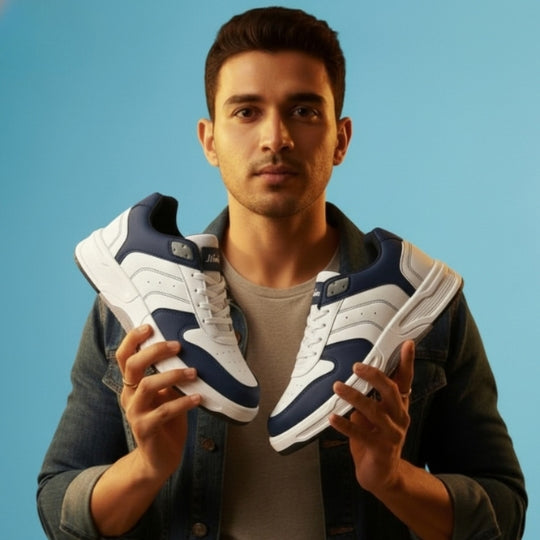 Hirolas Men's Blue & White Casual Sneaker Comfortable Daily Wear Shoes with Cushioned Insole & Durable Sole  HRL2084WHB