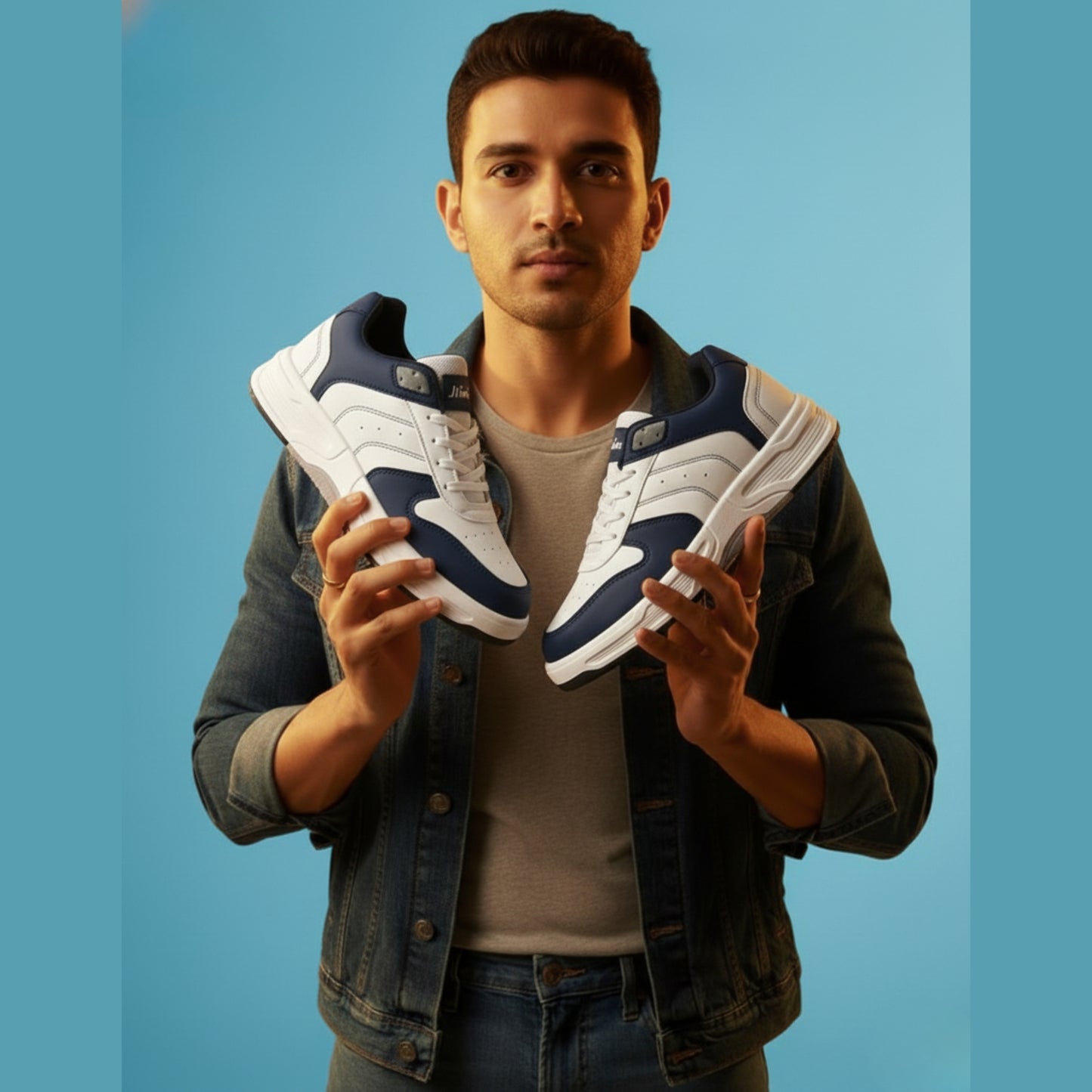 Hirolas Men's Blue & White Casual Sneaker Comfortable Daily Wear Shoes with Cushioned Insole & Durable Sole  HRL2084WHB