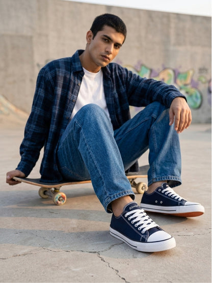 Hirolas® vulcanised Skateboard Sneaker Shoes for Men - Blue