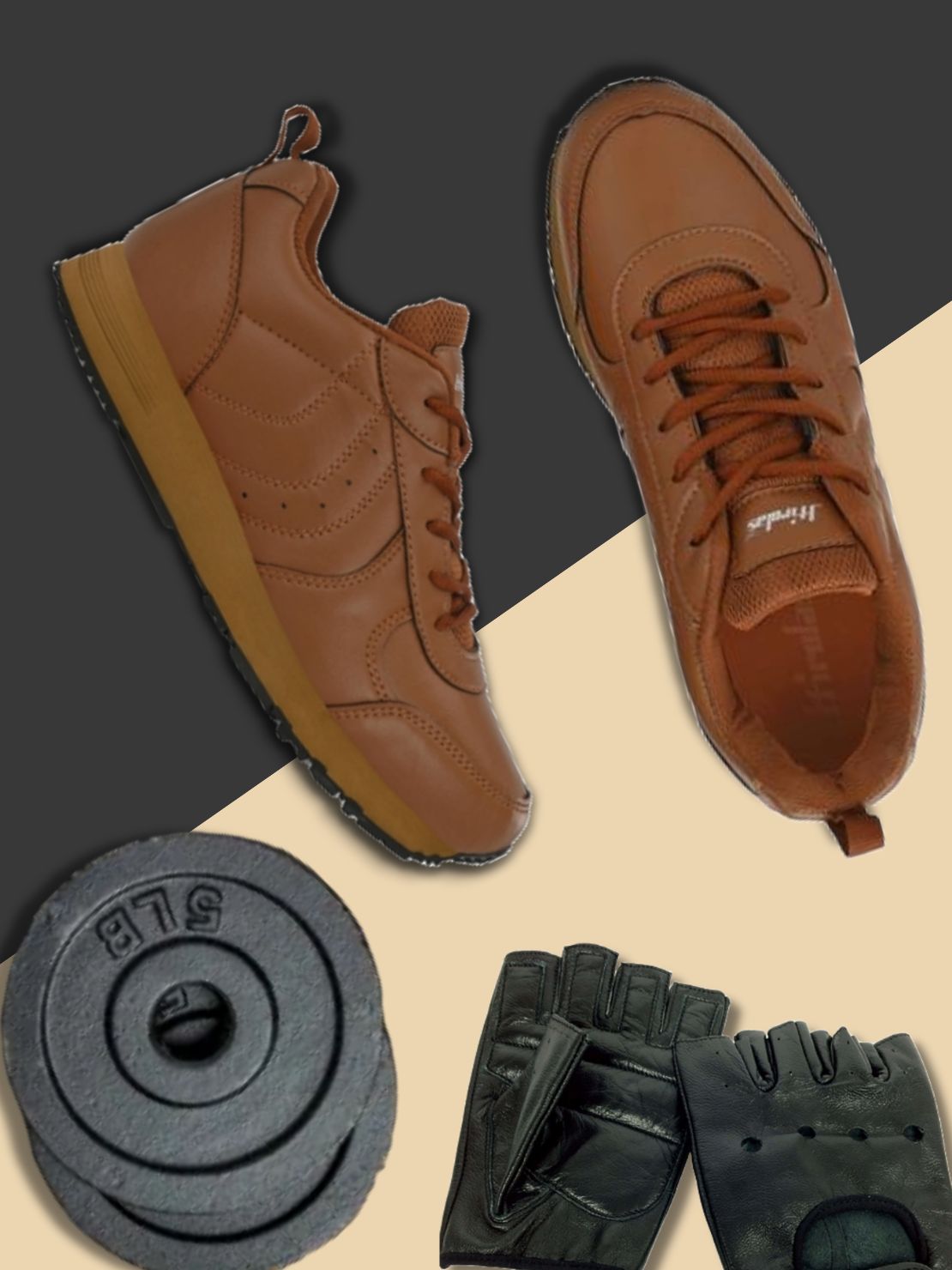 Hirolas® Men's  Multi Sport Shock Absorbing Walking  Running Fitness Athletic Training Gym Fashion Sneaker Shoes - Tan HRL2102TAN