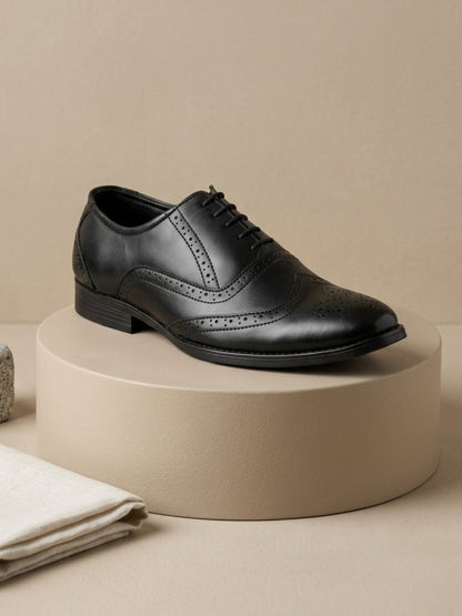 Hirolas Men's Executive Genuine Leather Black Brogue Formal Shoes