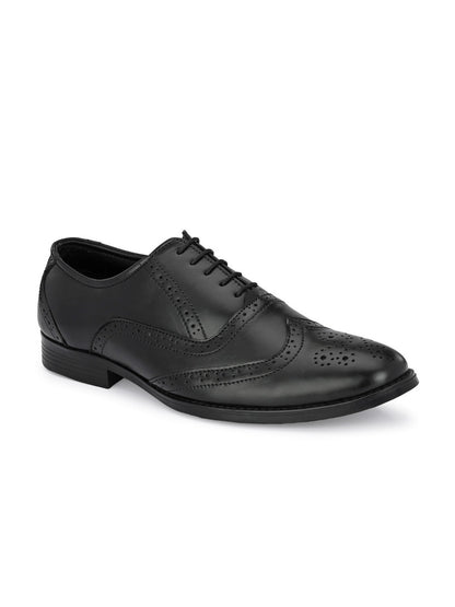 Hirolas Men's Executive Genuine Leather Black Brogue Formal Shoes