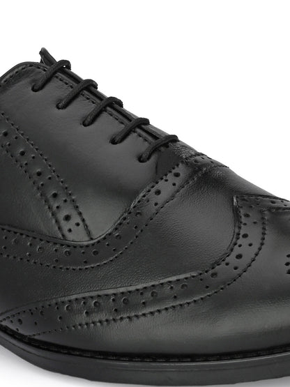 Hirolas Men's Executive Genuine Leather Black Brogue Formal Shoes