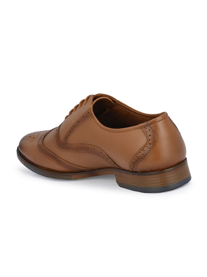 Hirolas Men's Executive Genuine Leather Tan Formal Brogue Shoes