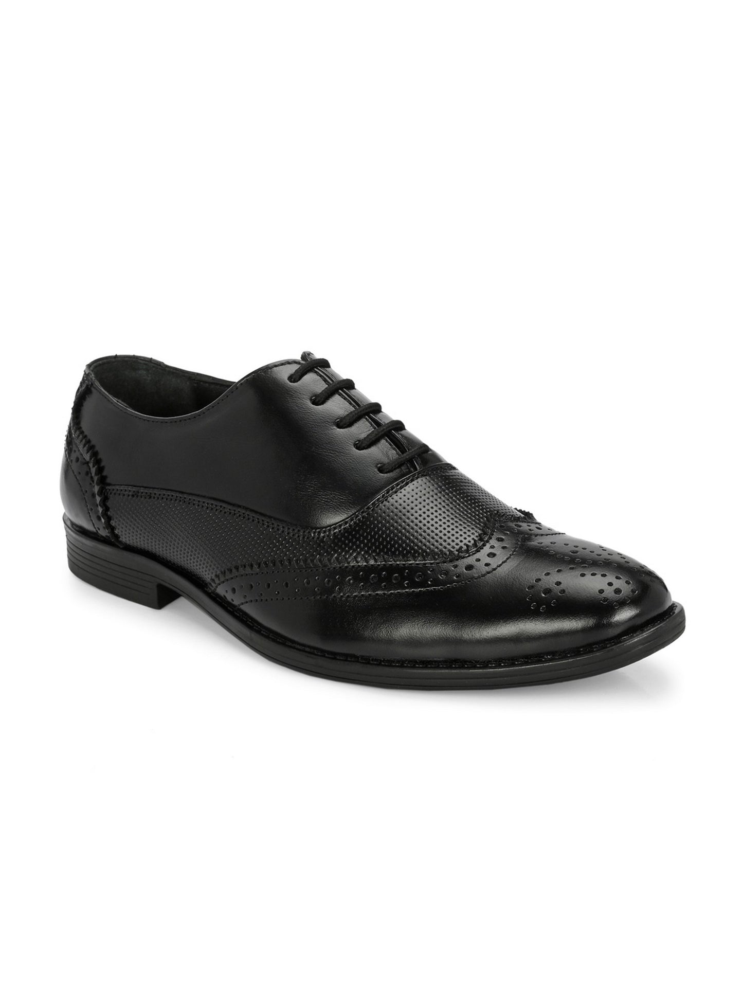 Hirolas Men's Executive Black Genuine Leather Brogue Formal Shoes
