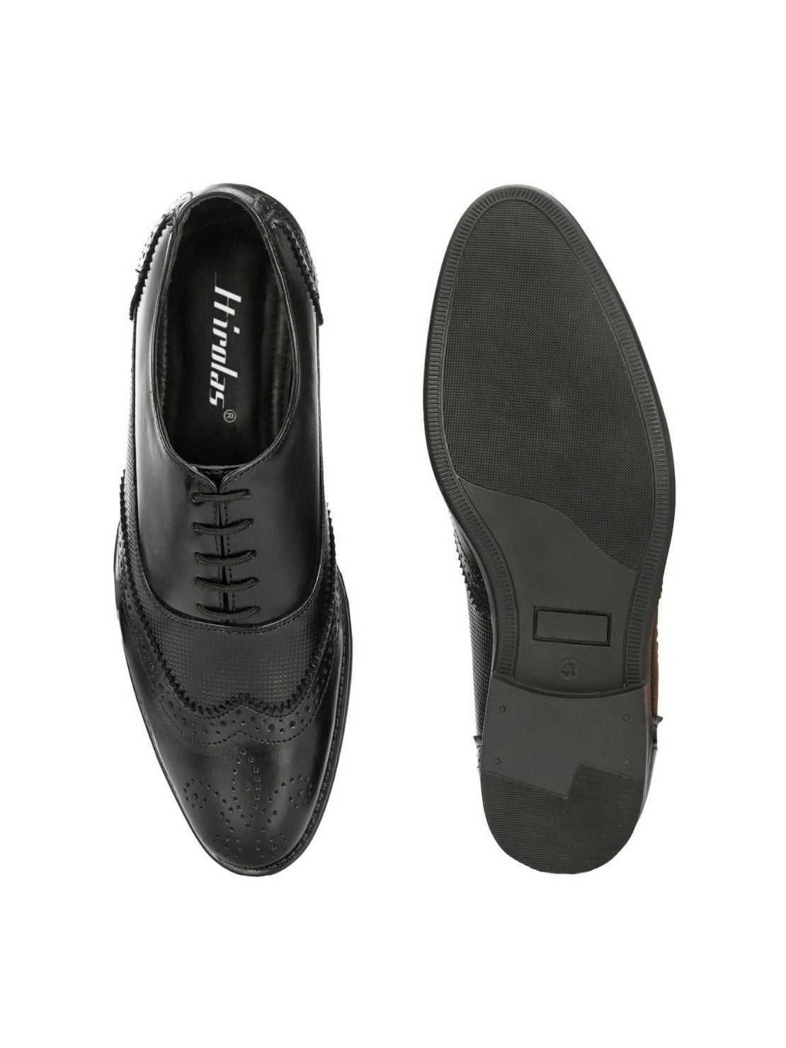 Hirolas Men's Executive Black Genuine Leather Brogue Formal Shoes