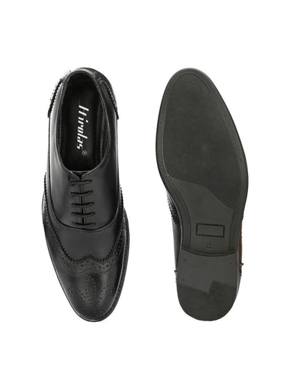 Hirolas Men's Executive Black Genuine Leather Brogue Formal Shoes