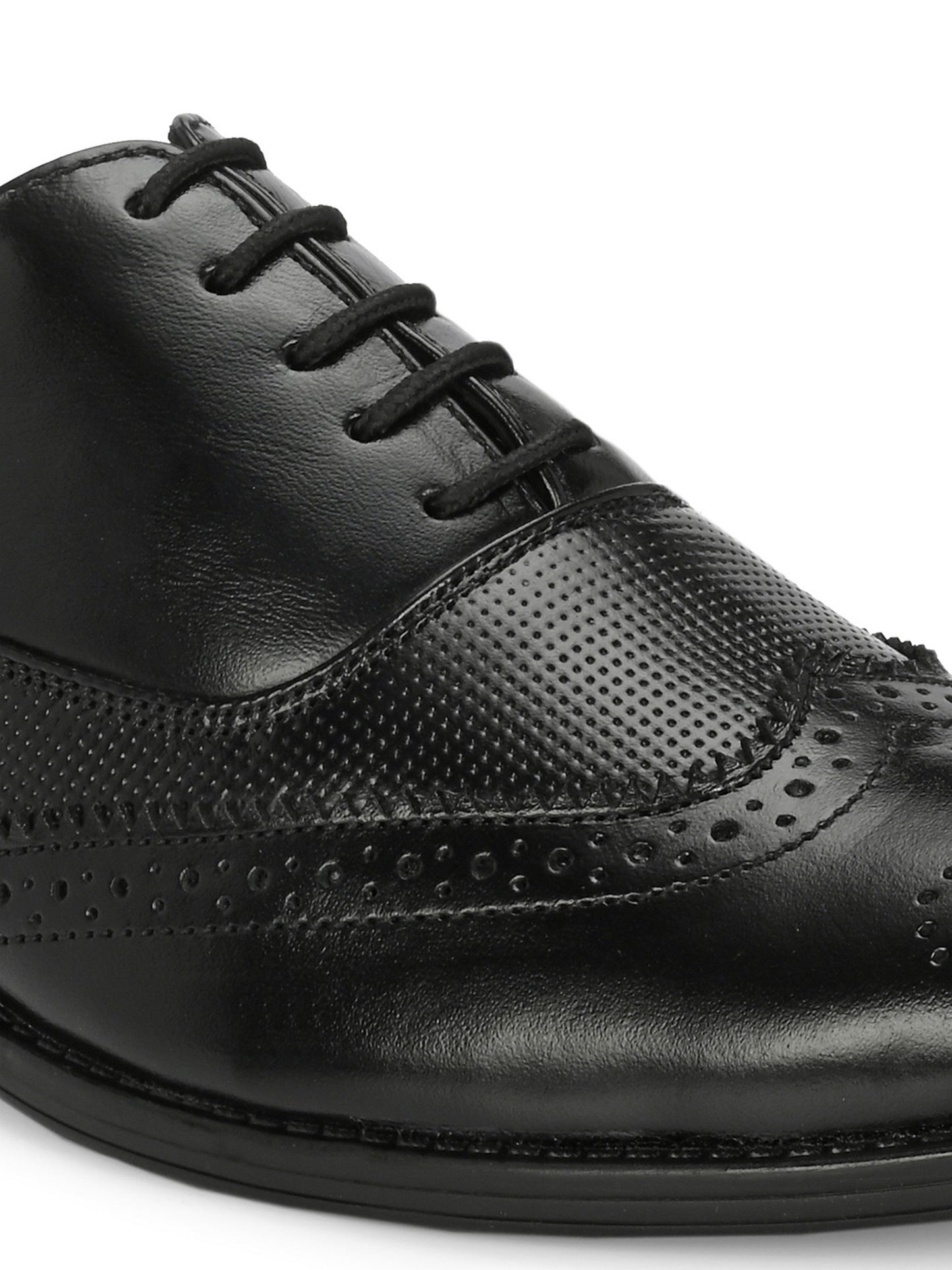 Hirolas Men's Executive Black Genuine Leather Brogue Formal Shoes