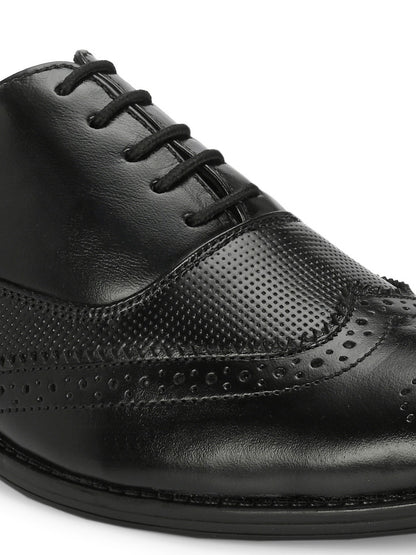 Hirolas Men's Executive Black Genuine Leather Brogue Formal Shoes