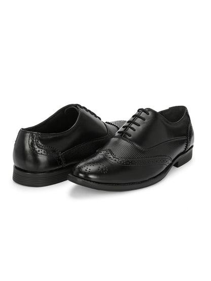 Hirolas Men's Executive Black Genuine Leather Brogue Formal Shoes